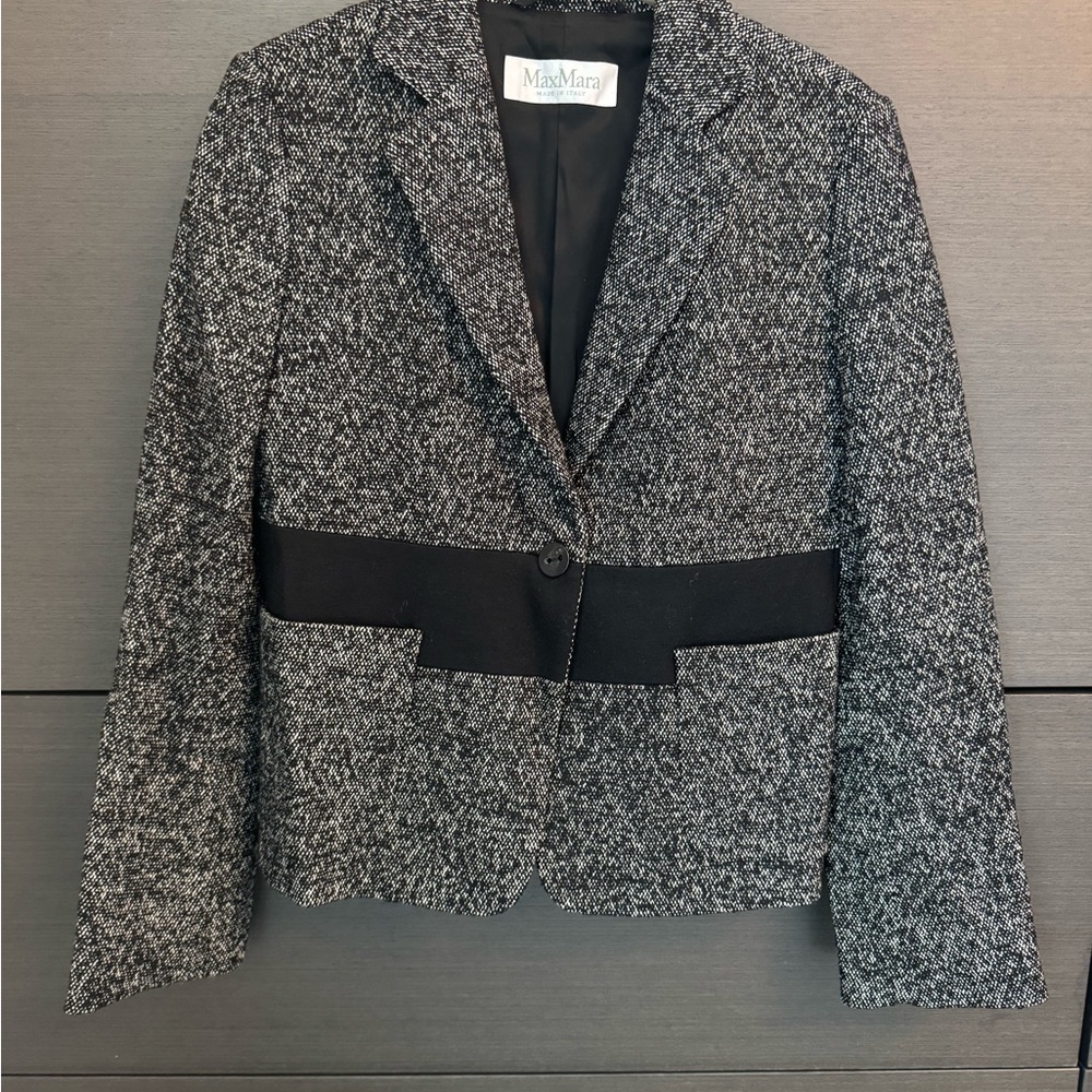 MaxMara Women's Gray Tweed Blazer